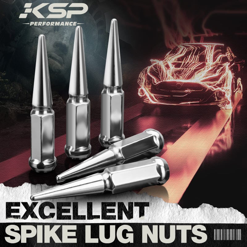 KSP PERFORMANCE KSP M14X1.5 Spike Lug Nuts, 32PCS Chrome 14mmx1.5 Wheel Spiked Lug Nut for Silverado Sierra 1500 2500 3500 F150 F250 F350, 19mm Hex Closed End Nut with 1 Socket for Aftermarket Wheel - Image 5